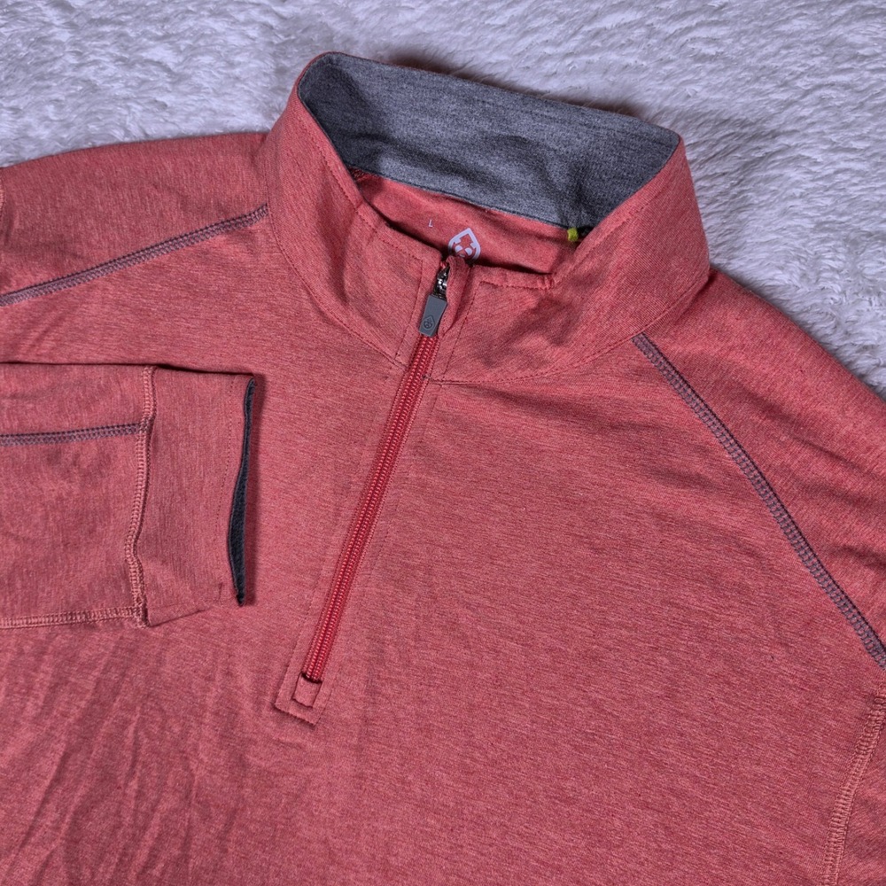 NEW Tasc Performance FA21 Mens L Red Nylon Stretch 1/4 Zip Heathered Pullover